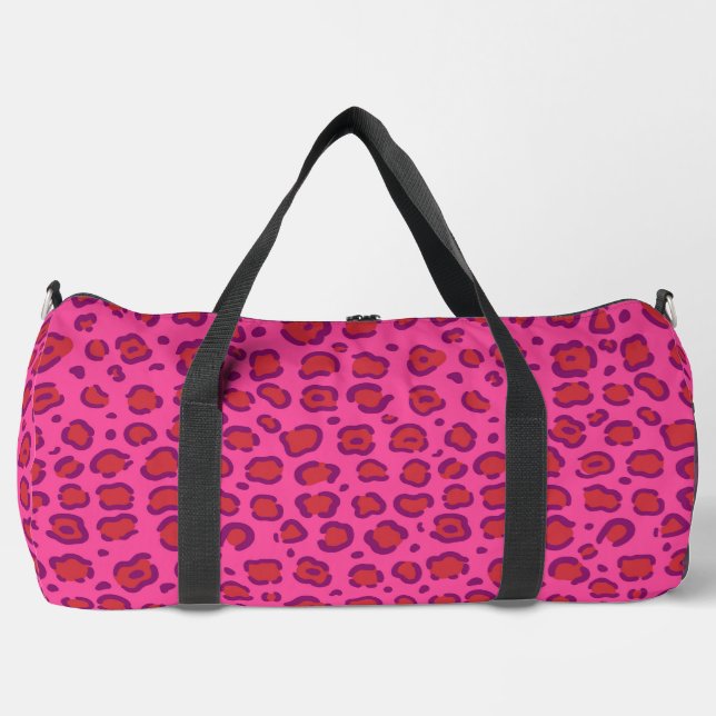 Pink Leopard Print Duffle Bag (Front)