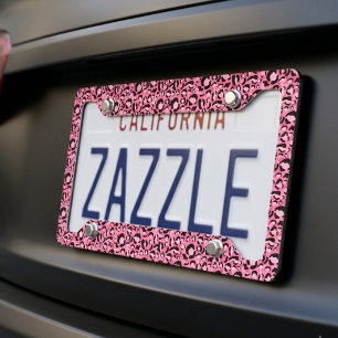 Pink Leopard Print Glam Animal Pattern License Plate Frame