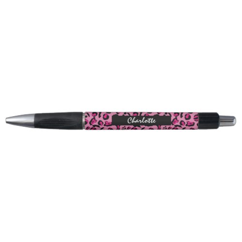 Pink Leopard Print Glam Girly Personalized Pen