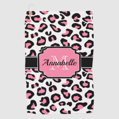Pink Leopard Print Golf Towel