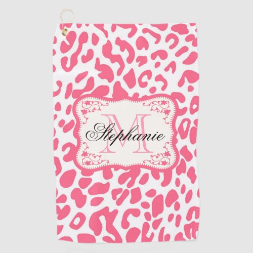 Pink Leopard Print Golf Towel