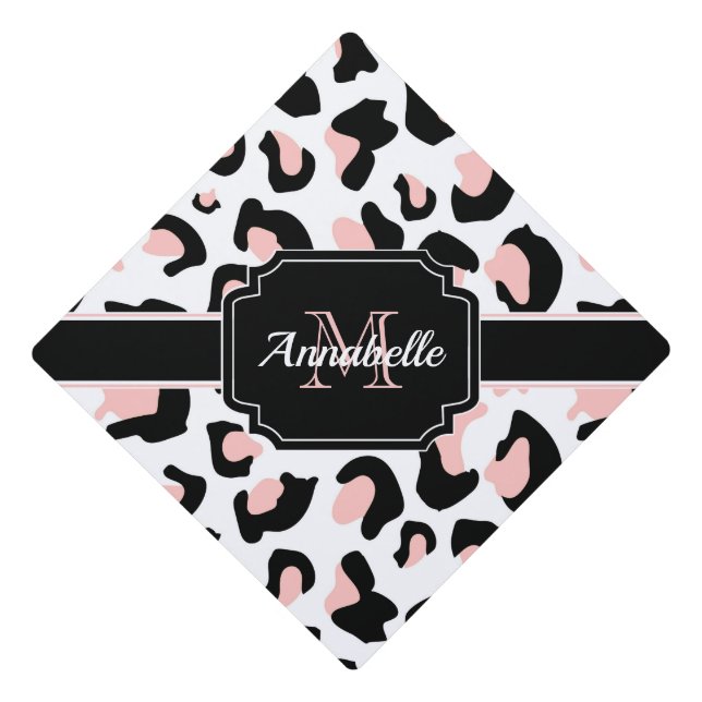 Pink Leopard Print Graduation Cap Topper (Front)