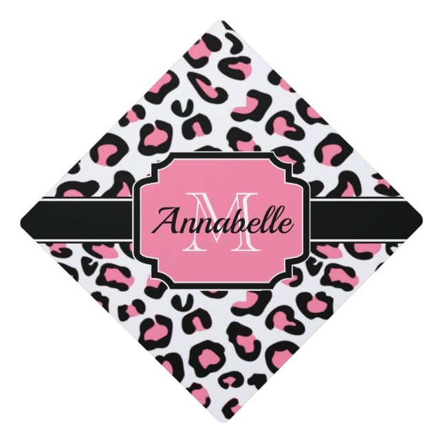 Pink Leopard Print Graduation Cap Topper (Front)