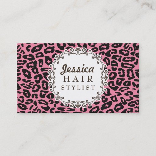 Customizable Pink Leopard Print Hair Stylist Appointment Cards Business Cards