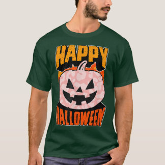 Pink Leopard Print Happy Halloween Party Jack O La T-Shirt
