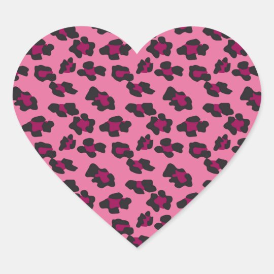 pink leopard print heart sticker zazzlecom