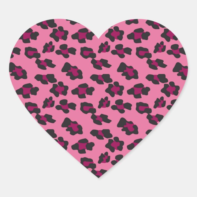 Pink Leopard Print Heart Sticker (Front)