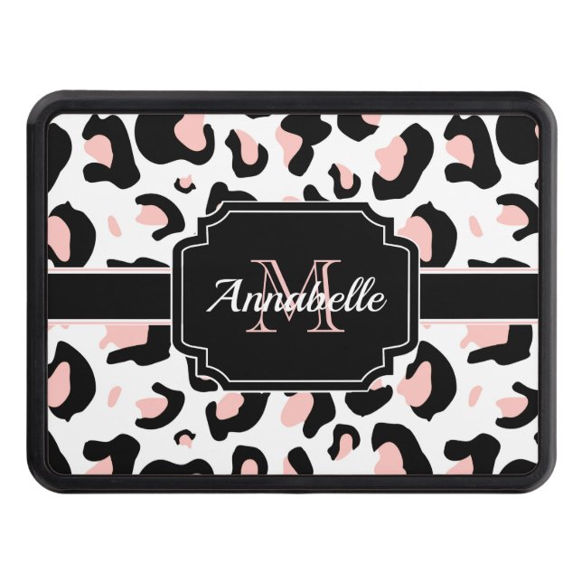Pink Leopard Print Hitch Cover (Front)