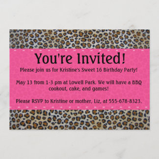 Pink leopard print invitation