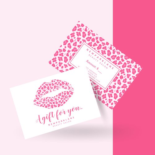 Pink Leopard Print Kiss  Business Gift Certificate