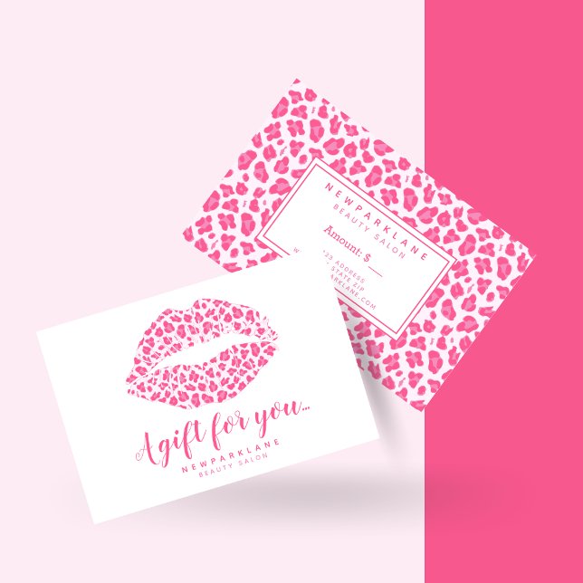 Pink Leopard Print Kiss  Business Gift Certificate (Creator Uploaded)