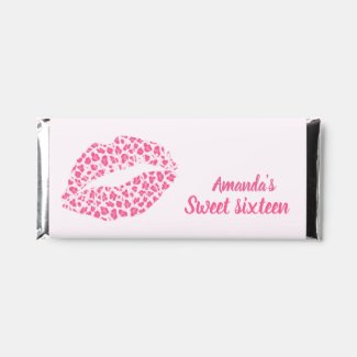 Pink Leopard Print Kiss - Sweet Sixteen Birthday Hershey Bar Favors