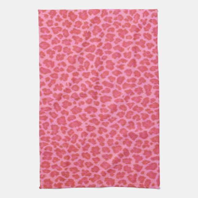 Pink Leopard Print Kitchen Towel (Vertical)