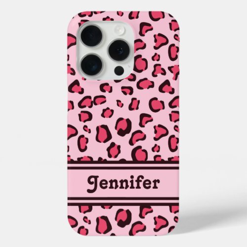 Pink Leopard Print Look_like With Custom Name iPhone 15 Pro Case