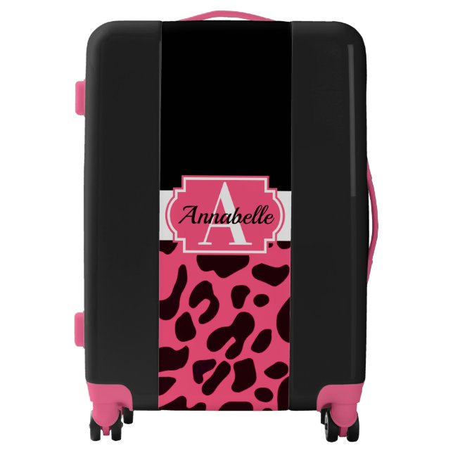 Pink Leopard Print Luggage (Front)