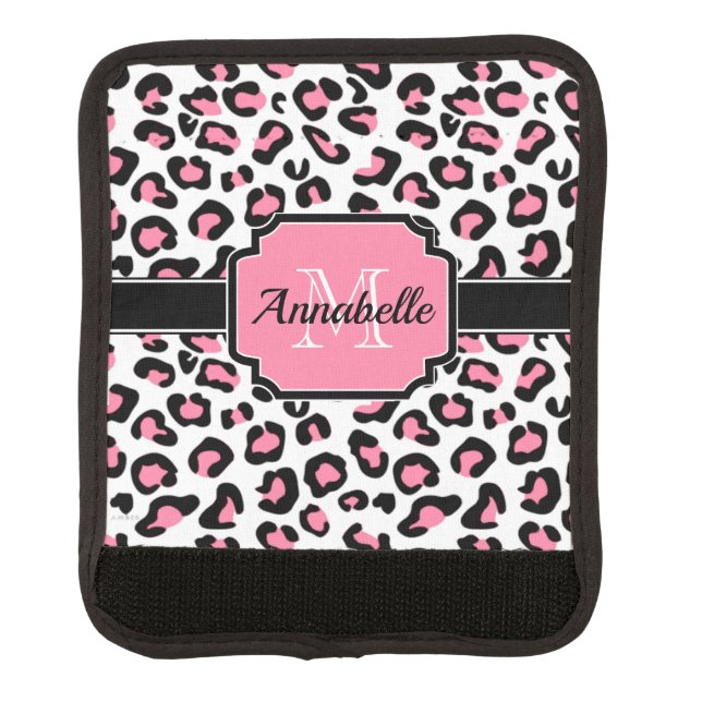 Pink Leopard Print Luggage Handle Wrap (Front)