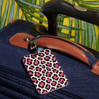 Pink Leopard Print Luggage Tag