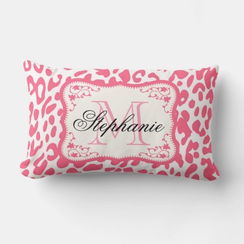 Pink Leopard Print Lumbar Pillow