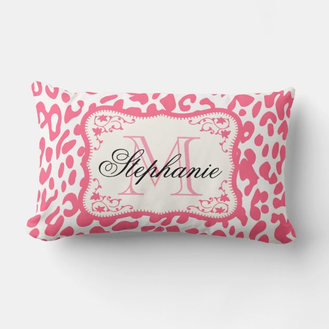 Pink Leopard Print Lumbar Pillow (Front)