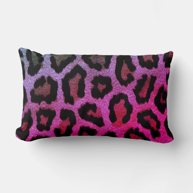 Pink Leopard Print Lumbar Throw Pillow (Front)