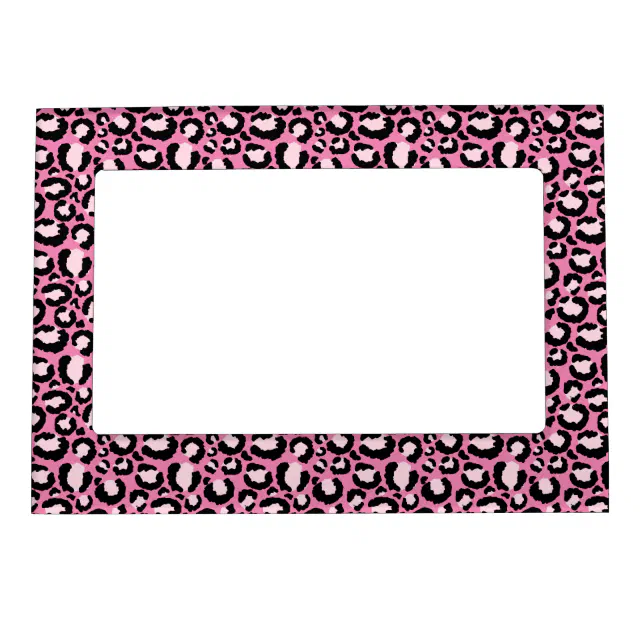 Pink Leopard Print Magnetic Frame | Zazzle