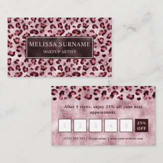 Pink Leopard Print Makeup Artist Loyalty Card