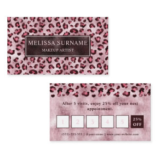 Pink Leopard Print Makeup Artist Loyalty Card