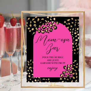 Pink Leopard Print Mom-osa Bar Sign