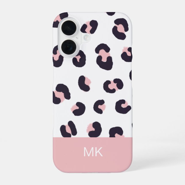 Pink Leopard Print Monogrammed Iphone Case (Back)