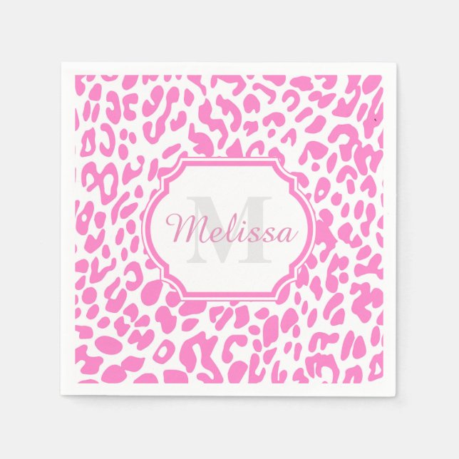 Pink Leopard Print Napkins (Front)