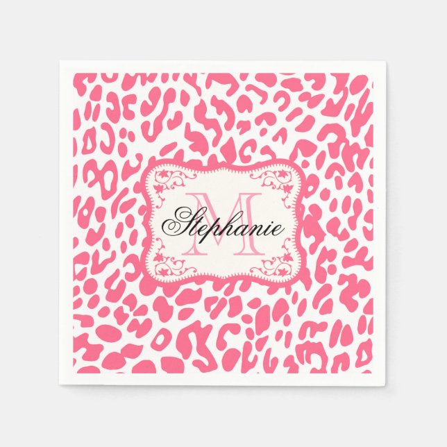 Pink Leopard Print Napkins (Front)