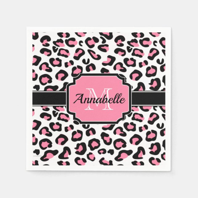 Pink Leopard Print Napkins (Front)