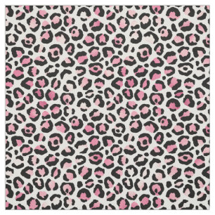 Pink Leopard Print on White Fabric