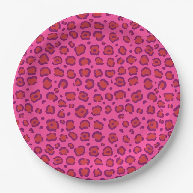 Pink Leopard Print Paper Plates (Front)