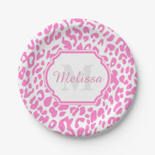 Pink Leopard Print Paper Plates