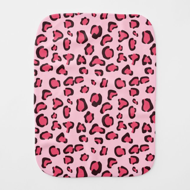 Pink Leopard Print Pattern Baby Burp Cloth (Front)