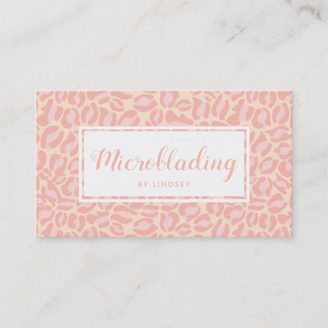 Pink Leopard Print Pattern Beauty Spray Tan Salon Business Card (Front)