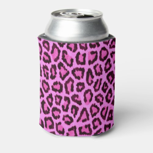 Pink leopard print pattern can cooler