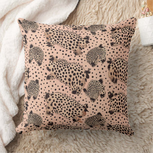 Pink Leopard Print Pattern – Chic Animal Throw Pillow