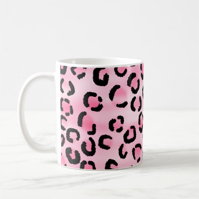 Pink Leopard Print Pattern. Coffee Mug (Left)