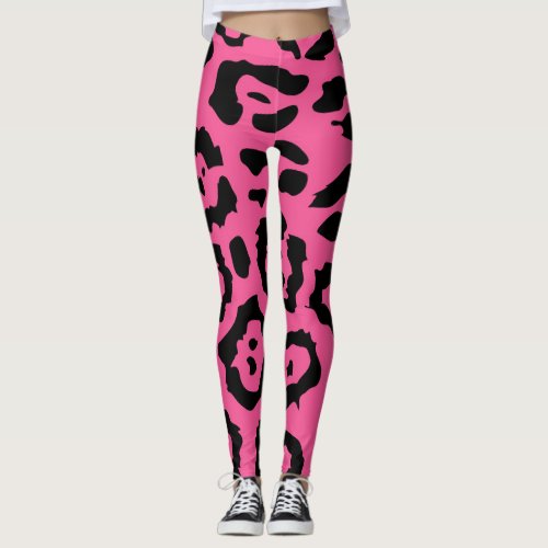 Pink Leopard Print Pattern Design Leggings