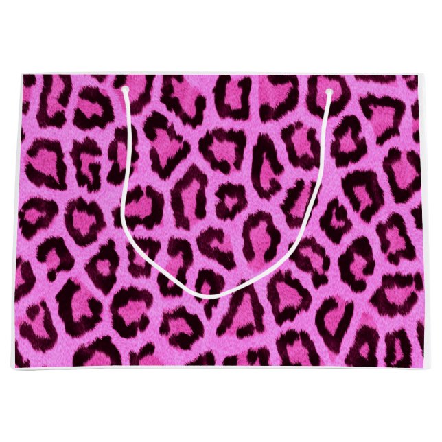 Pink leopard print pattern large gift bag (Front)