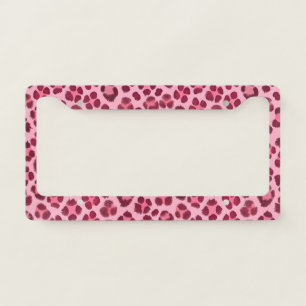 Pink Leopard Print Pattern License Plate Frame