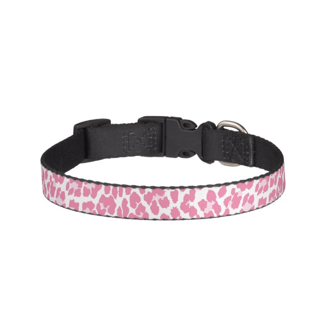Pink Leopard Print Pattern Pet Collar (Front)