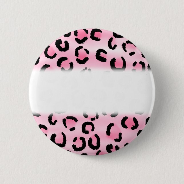 Pink Leopard Print Pattern. Pinback Button (Front)