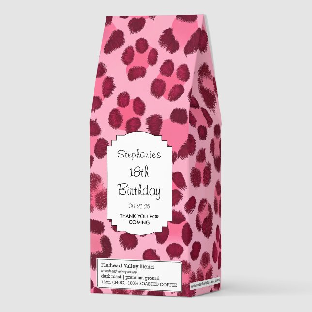 Pink Leopard Print Pattern Roasted Coffee (Front)