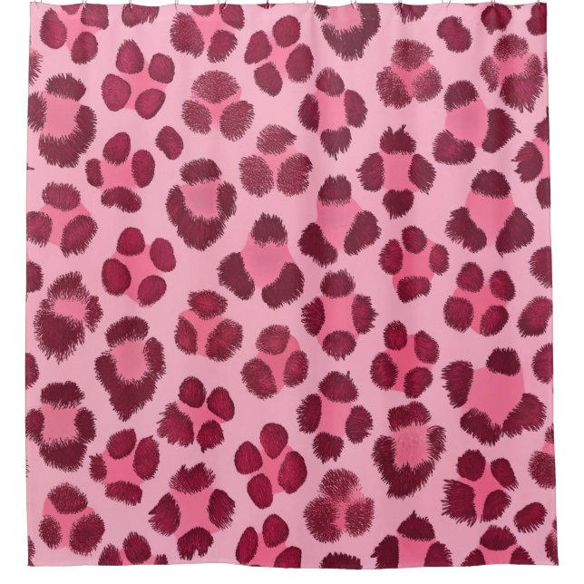 Pink Leopard Print Pattern Shower Curtain (Front)