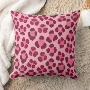 Pink Leopard Print Pattern Throw Pillow