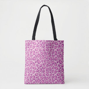 Pink leopard print pattern tote bag