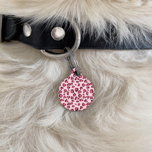 Pink Leopard Print Pattern With Custom Info Pet Tag